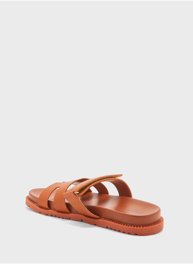 Ginger - Gladiator Velcro Strap Flat Sandal - Image 1