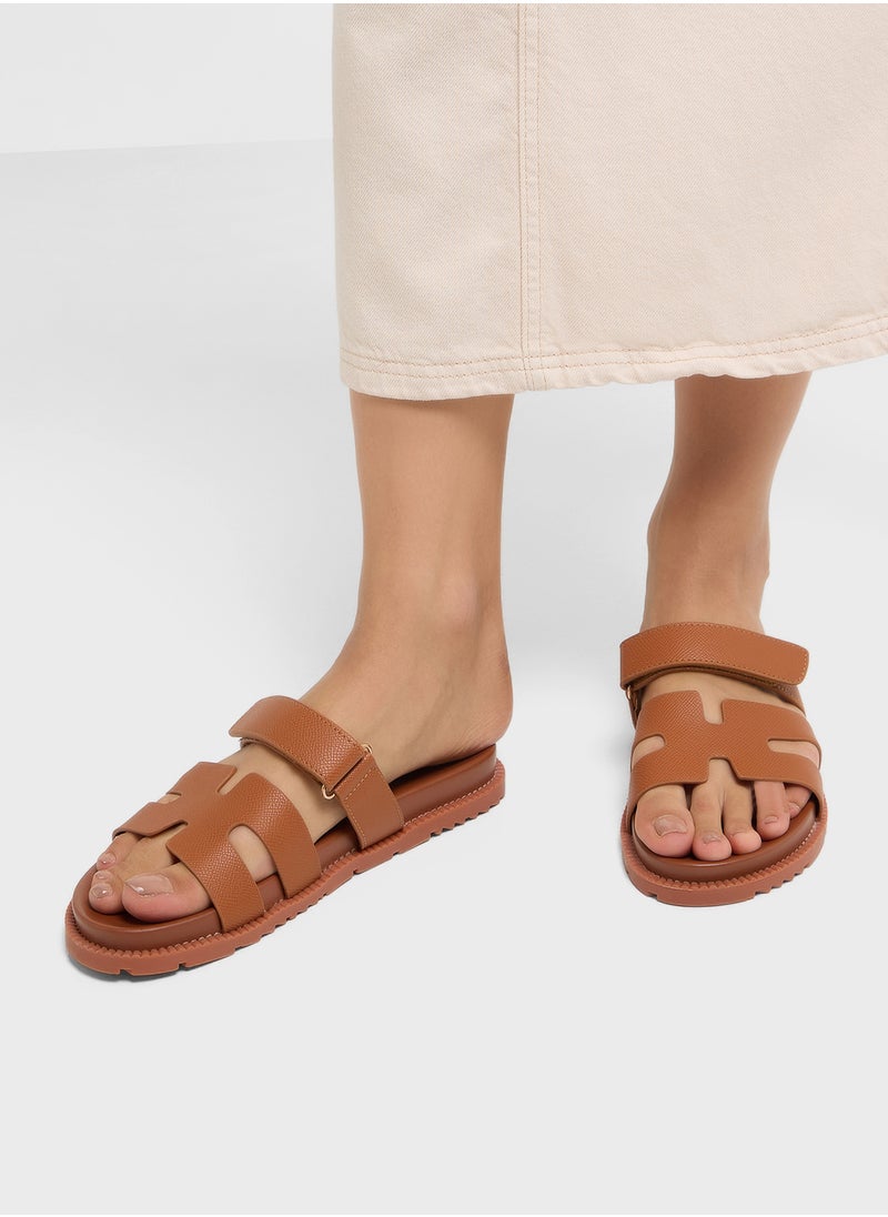Ginger - Gladiator Velcro Strap Flat Sandal - Image 1