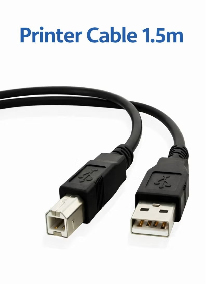 USB 2.0 كابل طابعة A- ذكر الى B- ذكر سلكUSB A to B كابل السرعه العاليه سلك متوافق مع Hp, Cannon, Brother, Samsung, Dell, Lexmark, Xerox,Piano, Dac and More أسود