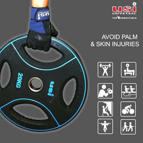 USI UNIVERSAL 733UB Unbeatable Fitness Gym Gloves, Workout Powerlifting Gloves, Leather, Leather Palm (Large, Black/Grey) - Image 3