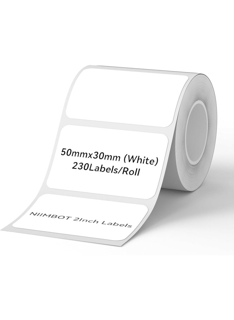 نيمبوت NIIMBOT Labels for B1/B21/B3S Label Maker, 50 x 30 mm (1.97'' x 1.18'') 230 Tapes/Roll, Thermal Label Tape, Waterproof, Oil-Proof for Home Office Small Business Labeling Tape Replacement(White) - Image 1