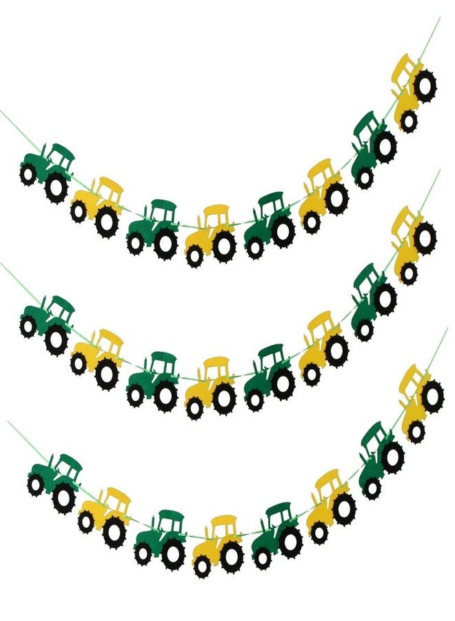 FRECI 3pcs Tractor Banner Felt Bunting Banner Garland Sign Baby Shower Boy Birthday Party Indoor Outdoor Decor - Image 1