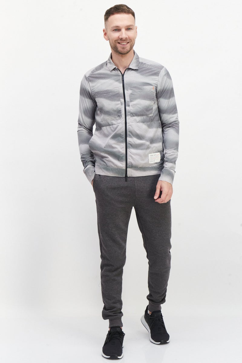 TRIBE OF 6 Men Full Zip Micro Dot Windbreaker Jacket, Black - Image 3