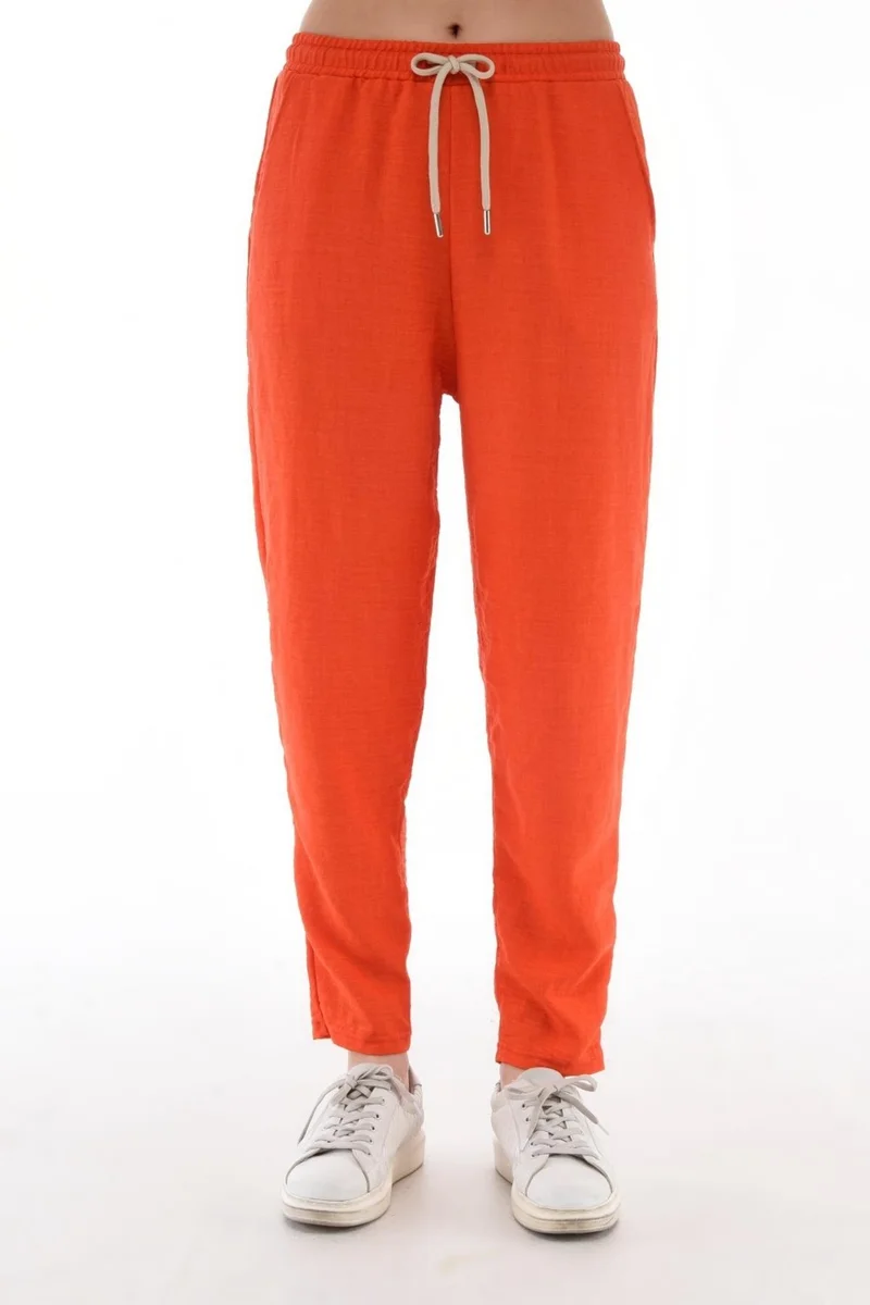 سيدي دينيم Women's Synthetic Linen High Waist Elastic Skinny Leg Mom Pants C611