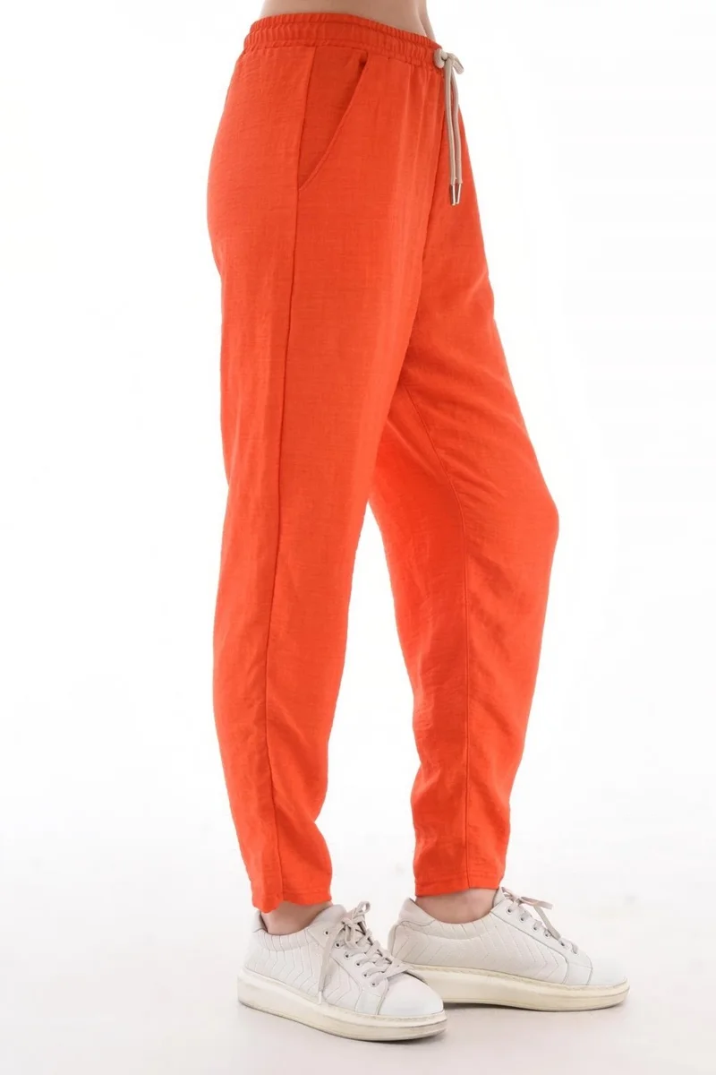 سيدي دينيم Women's Synthetic Linen High Waist Elastic Skinny Leg Mom Pants C611