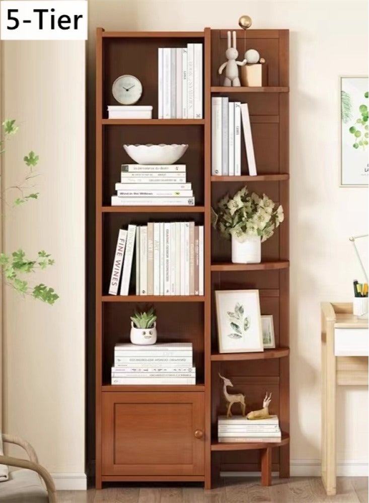 Kutis 5-Tier Creative Bookcase Display Shelf Bookshelf Storage Shelf Bamboo Brown 60x25x155 cm - Image 1