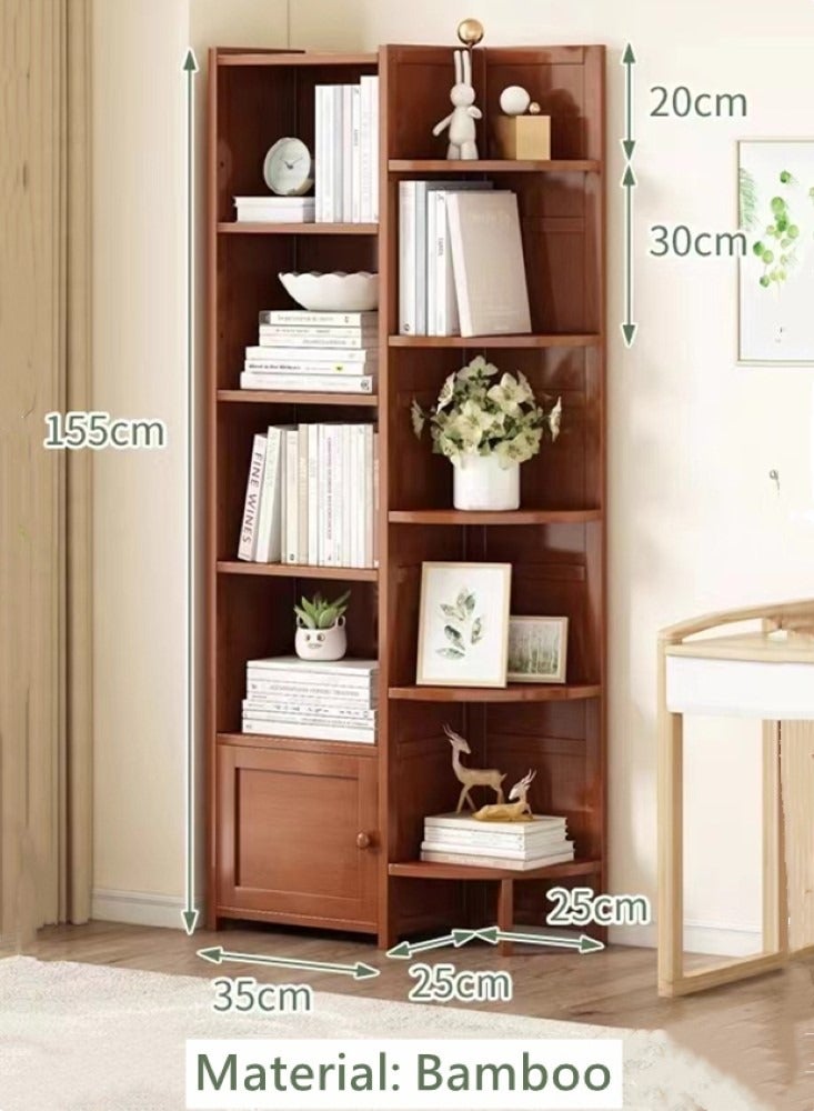 Kutis 5-Tier Creative Bookcase Display Shelf Bookshelf Storage Shelf Bamboo Brown 60x25x155 cm - Image 5