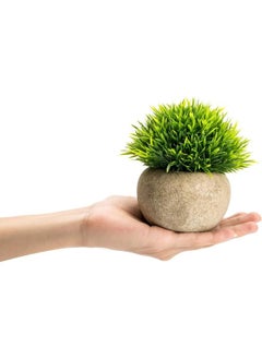 Generic 2Pcs Mini Artificial Potted Plants,Fake Bonsai Ball Plant Small Faux Greenery for Home Office Bathroom Kitchen and Outdoor Decor , Green  - Image 4
