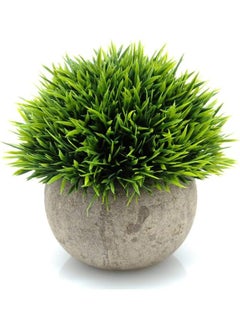 Generic 2Pcs Mini Artificial Potted Plants,Fake Bonsai Ball Plant Small Faux Greenery for Home Office Bathroom Kitchen and Outdoor Decor , Green  - Image 1