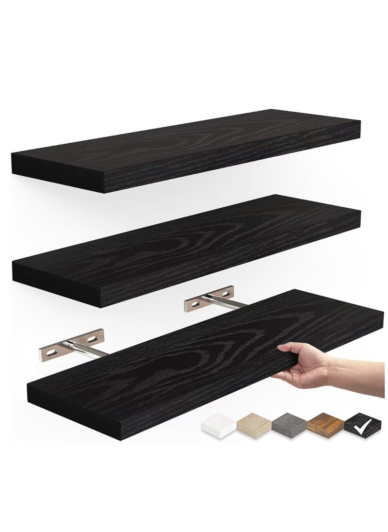 XiuWoo 3-Pack Wood Wall Mounted Floating Shelves, Rustic Display Shelves, Home Storage Rack, Hanging Shelf, Bathroom Organizer Shelf for Home, Office  - Image 1