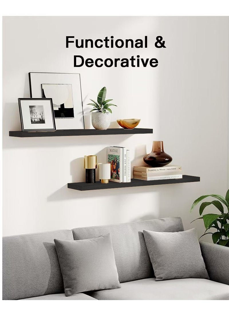 XiuWoo 3-Pack Wood Wall Mounted Floating Shelves, Rustic Display Shelves, Home Storage Rack, Hanging Shelf, Bathroom Organizer Shelf for Home, Office  - Image 3