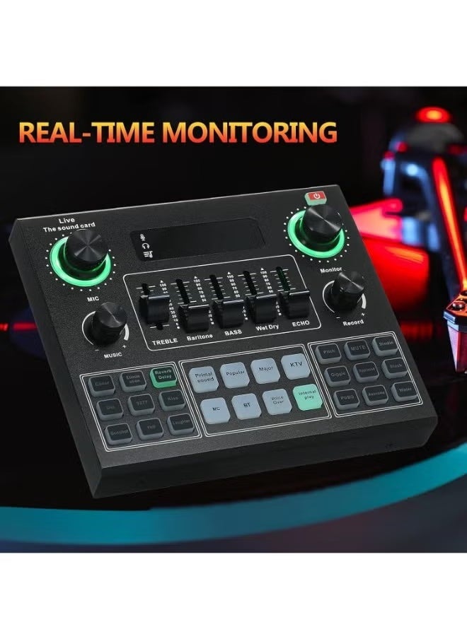 ELTRAZONE V9 Sound Card – Professional Bluetooth Accompaniment Mixer with Dynamic Sound Effects – Studio-Quality Recording, Broadcasting & Network Singing – Compatible with Phones, Laptops & Tablets – Plug-and-Play Audio Interface for Creators & Streamers  - Image 4