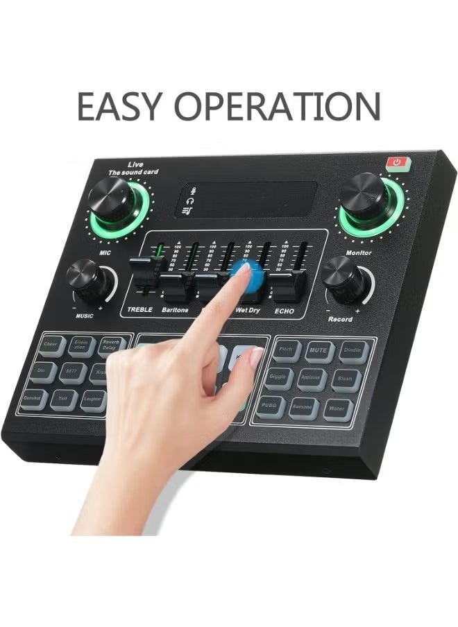 ELTRAZONE V9 Sound Card – Professional Bluetooth Accompaniment Mixer with Dynamic Sound Effects – Studio-Quality Recording, Broadcasting & Network Singing – Compatible with Phones, Laptops & Tablets – Plug-and-Play Audio Interface for Creators & Streamers  - Image 5