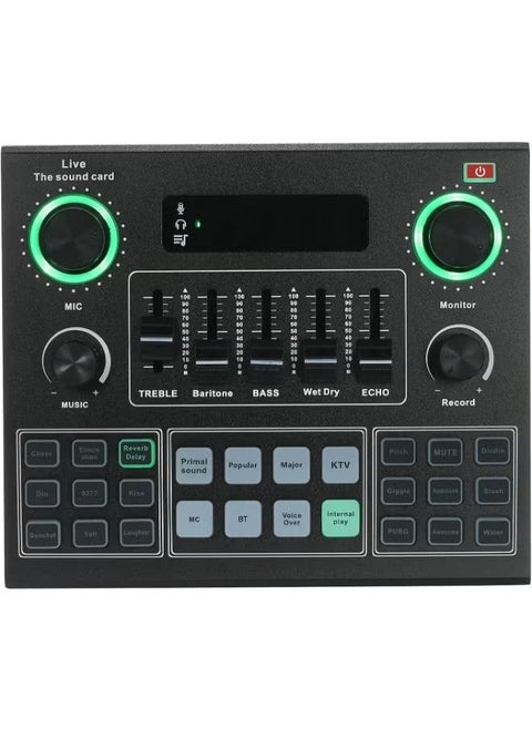 V9 Sound Card – Professional Bluetooth Accompaniment Mixer with Dynamic Sound Effects – Studio-Quality Recording, Broadcasting & Network Singing – Compatible with Phones, Laptops & Tablets – Plug-and-Play Audio Interface for Creators & Streamers