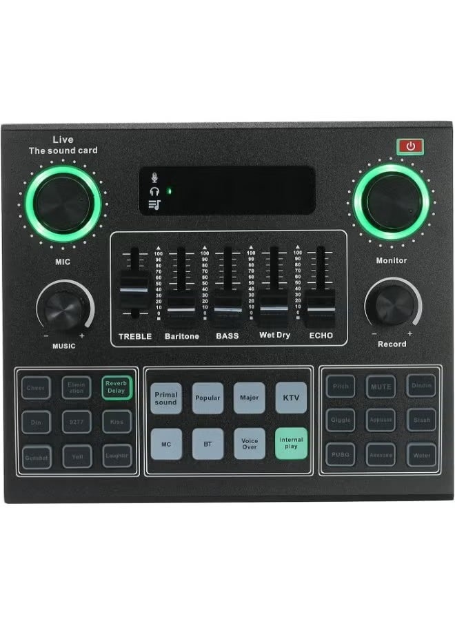 ELTRAZONE V9 Sound Card – Professional Bluetooth Accompaniment Mixer with Dynamic Sound Effects – Studio-Quality Recording, Broadcasting & Network Singing – Compatible with Phones, Laptops & Tablets – Plug-and-Play Audio Interface for Creators & Streamers  - Image 1