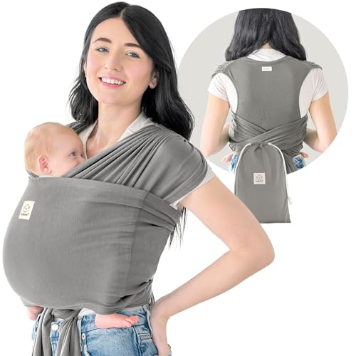 KeaBabies KeaBabies Baby Wrap Carrier Ring Sling Easy to Wear Adjustable DLite Baby Carrier Newborn to Toddler Infant Carrying Shirt Hands Free Bonding Breathable Fabric Wearing Wrap Graphite 