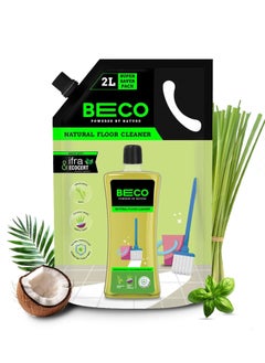 بيكو منظف أرضي مطهر من Beco Natural -2 لتر تعبئة Pack| ليمون وريحان طازج "جرثومة غير سامة تقتل الفورمولا | أطفال آمنون وصديقون للحيوانات الأليفة  - Image 1