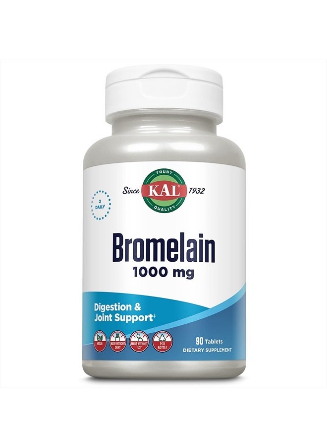 KAL Bromelain Tablets, 1000 mg, 90 Count - Image 1