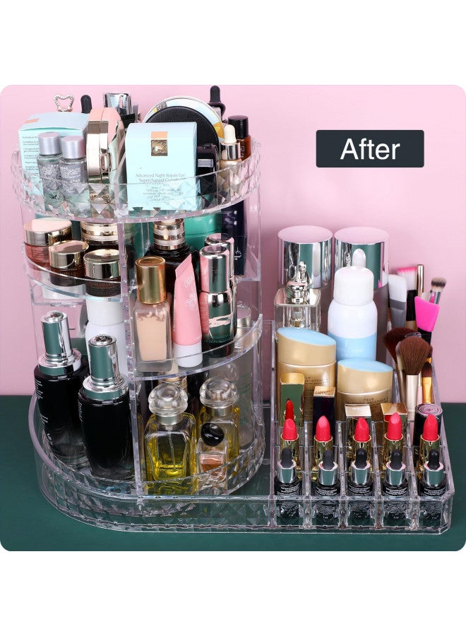 MOSIKER 360 Rotating Skincare Organizer,Large Clear Acrylic Tiered Adjustable Perfume Tray Cosmetic Holder for Bathroom - Image 3