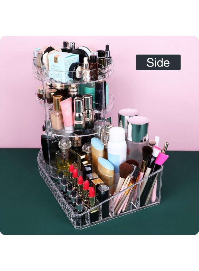 MOSIKER 360 Rotating Skincare Organizer,Large Clear Acrylic Tiered Adjustable Perfume Tray Cosmetic Holder for Bathroom - Image 4