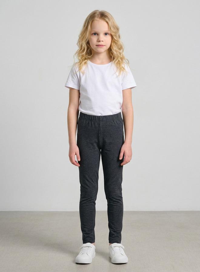 Take Two Girls Dark Grey Solid Full Length Leggings By Juniorloom - Image 1