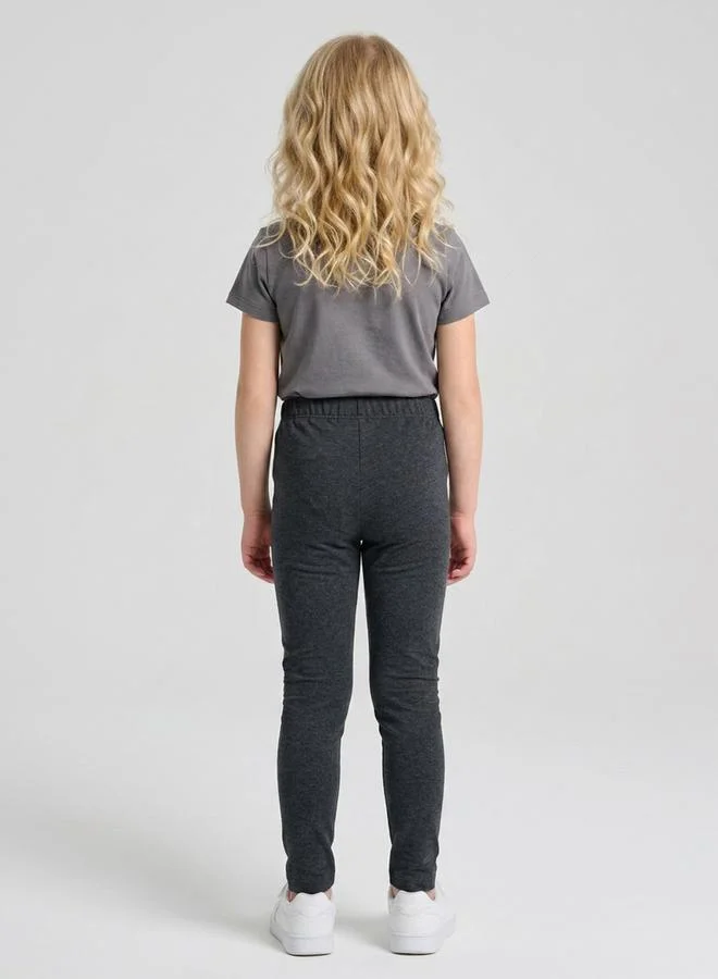 Take Two  Girls Dark Grey Solid Full Length Leggings By Juniorloom for Women | Best Price UAE