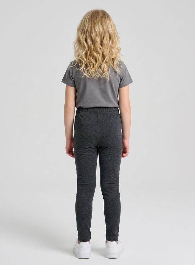 Take Two Girls Dark Grey Solid Full Length Leggings By Juniorloom - Image 3