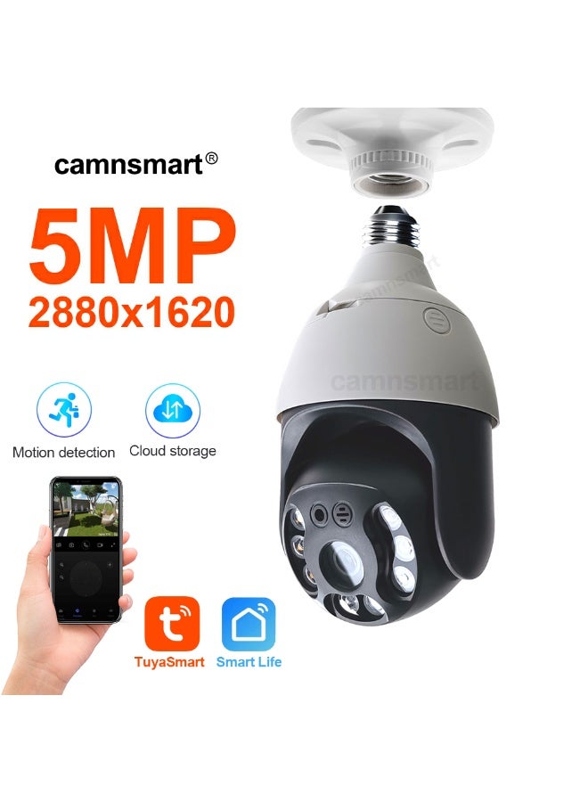 Camnsmart 5MP E27 WiFi Bulb Security Camera, Tuya Smart Life, Outdoor CCTV with Alexa Google Home - Image 1
