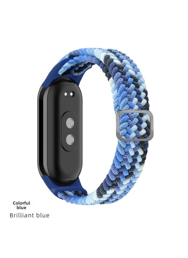 Generic Suitable For Mi Band 9 Strap Woven Slide Button Adjustable Wristband Mi8 Special Nylon Replacement Band Fashion Bracelet-Color:Mi 9/8-colorful Blue [woven Slide Buckle Style]  - Image 1