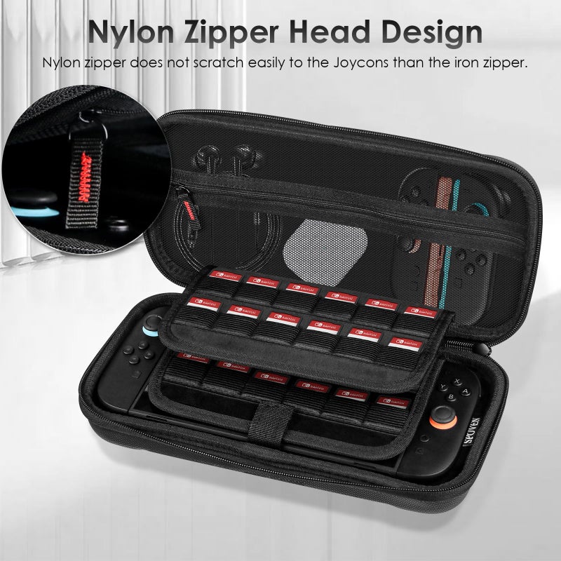 SPOVEN for Nintendo Switch 2 Case Black (2025), Portable Large Capacity Carrying Protective Hard Shell Travel Case, 4 in 1 Accessories Bundle with 2 Screen Protectors, 2 Thumb Grip Caps & Installation Tray - Image 4