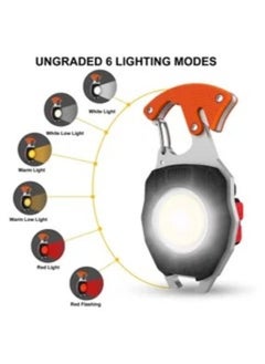 FIPKA Portable Mini LED Small Work Light Keychain Flashlight 7 Modes 800 Lumens Rechargeable Inspection Lights with Bottle Opener Magnetic Base for Camping Repair Emergency Lighting (1 PCS)  - Image 3