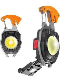 FIPKA Portable Mini LED Small Work Light Keychain Flashlight 7 Modes 800 Lumens Rechargeable Inspection Lights with Bottle Opener Magnetic Base for Camping Repair Emergency Lighting (1 PCS)  - Image 1
