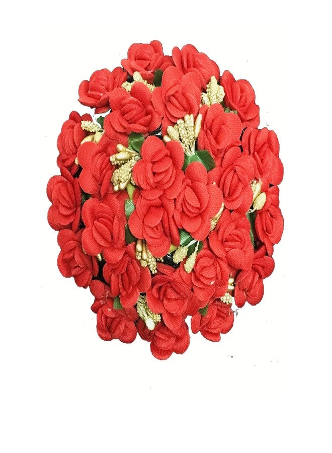 Arooman™ Flower Gajra Hair Bun Decoration Full Bun Gajra/Juda for Wedding and Parties Use for Women in Red Color Pack_1 - Image 3