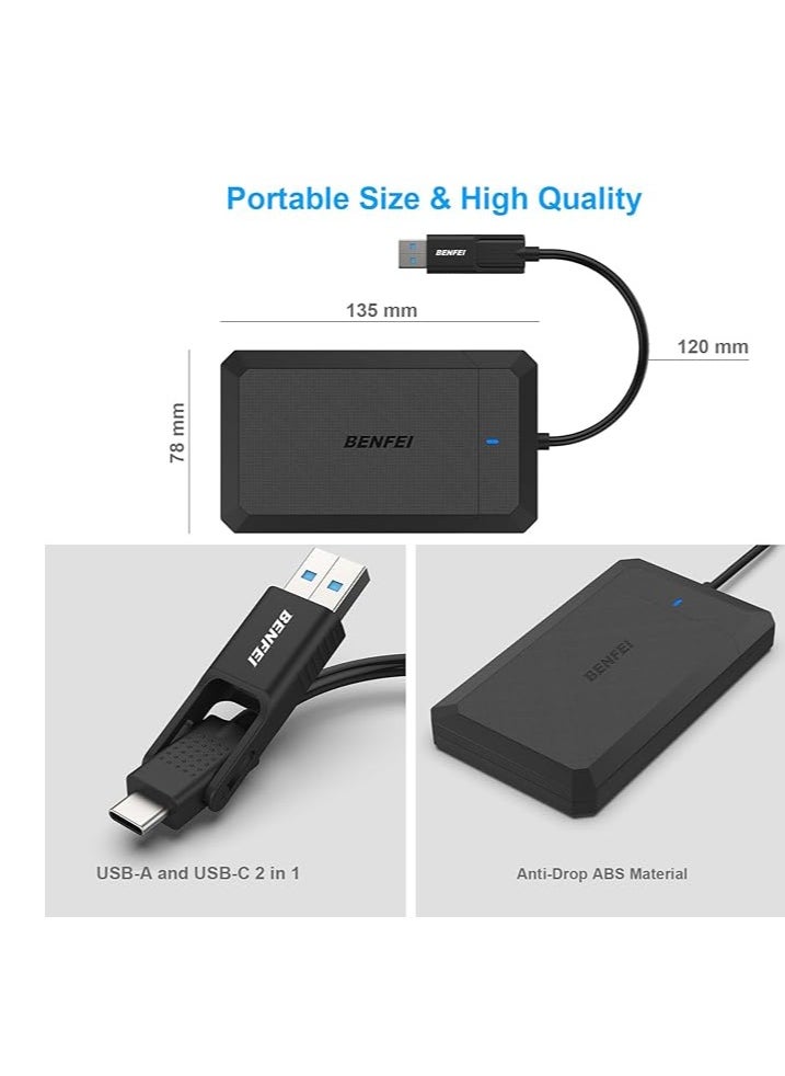 Benfei - BENFEI 2.5 Inch SATA to USB Tool Free External Hard Drive Enclosure, USB Type-C/Type-A to Sata Compatible for 2.5 Inch SSD(Optimized for SSD, Support UASP SATA III) - Image 1