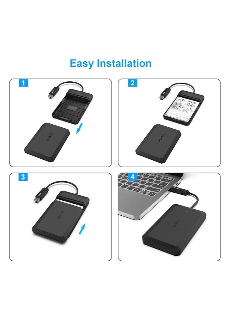 Benfei - BENFEI 2.5 Inch SATA to USB Tool Free External Hard Drive Enclosure, USB Type-C/Type-A to Sata Compatible for 2.5 Inch SSD(Optimized for SSD, Support UASP SATA III) - Image 1