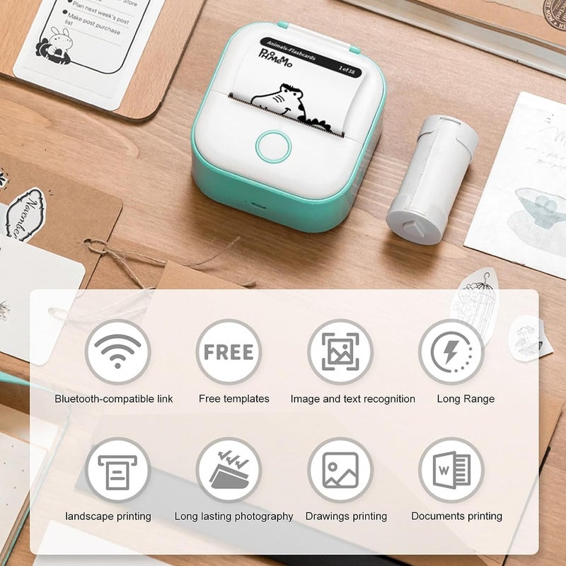 klarako Note Buddy Printer, Notebuddy Mini Portable Printer, Mini Pocket Sticker Printer, Portable Bluetooth Inkless Printer Machine-Mobile Printer Instant Photo Printer (Green-A) - Image 4