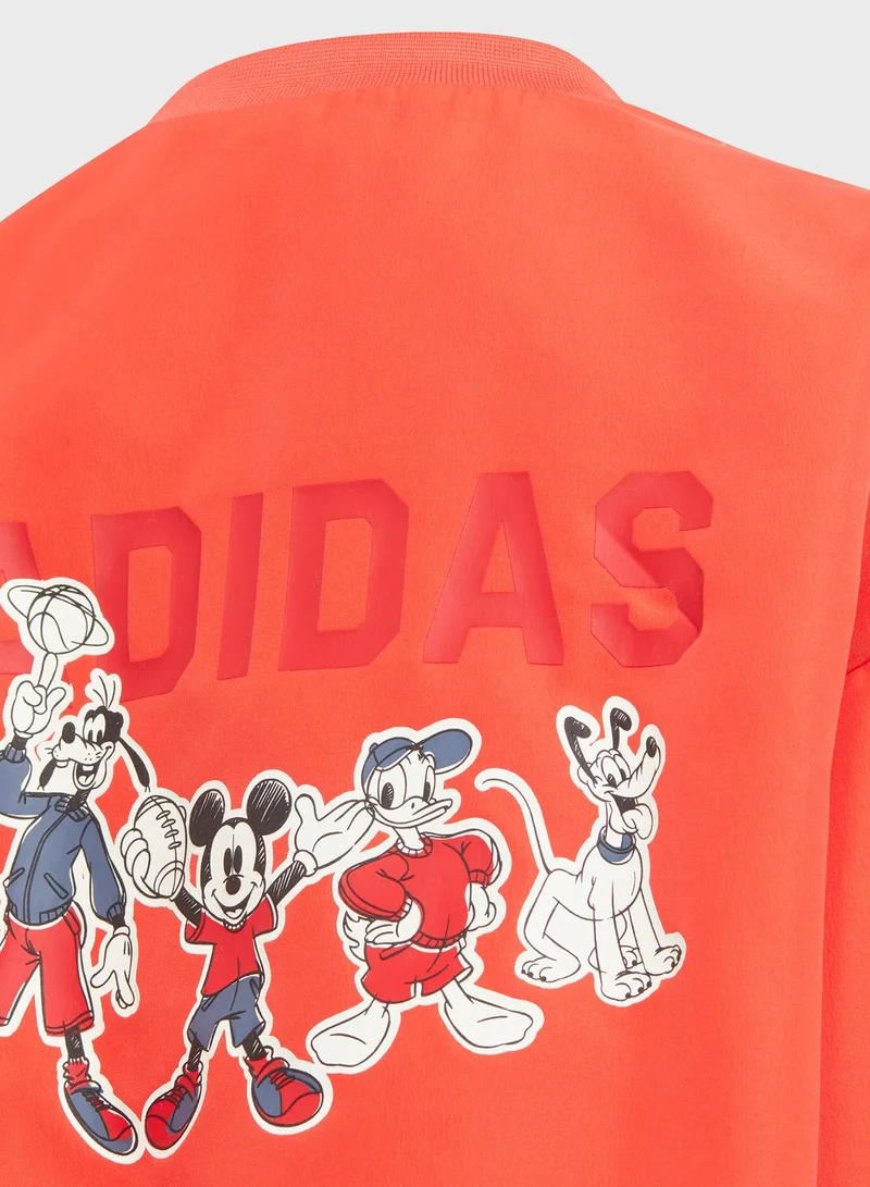 adidas جاكيت واق من الرياح بطبعة ميكي ماوس من ديزني للأطفال الصغار