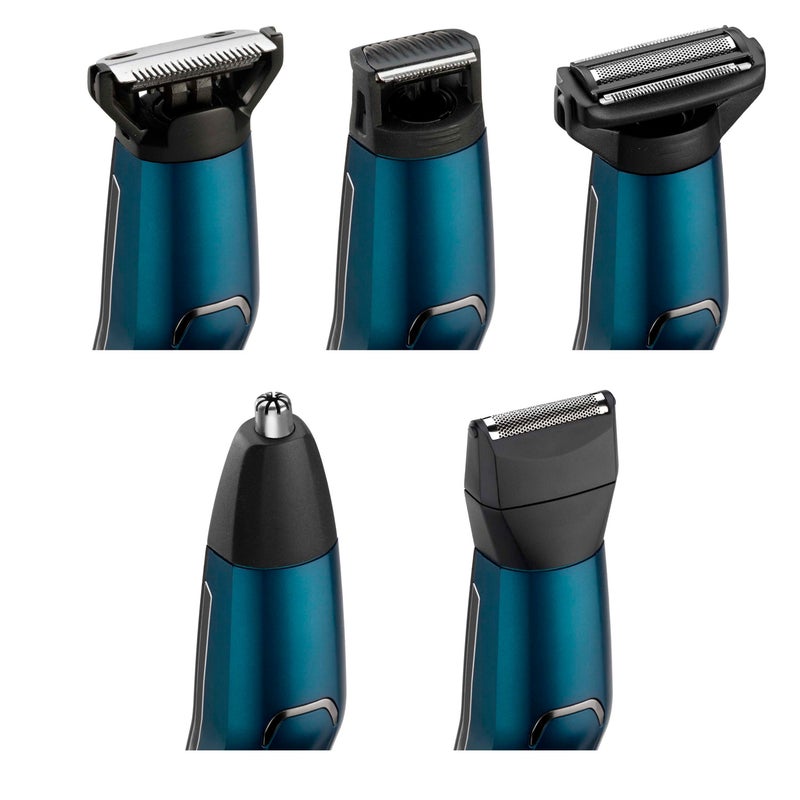 BaByliss Men Japanese Steel 12-In-1 Multi Trimmer, 100% Waterproof And Fast Charge Grooming Kit, All-In-One Effortless Hair Trimmer For Nose/Ear/Body, Heavy Duty 120 Mins Runtime - MT890SDE, Blue Blue/Black - Image 2