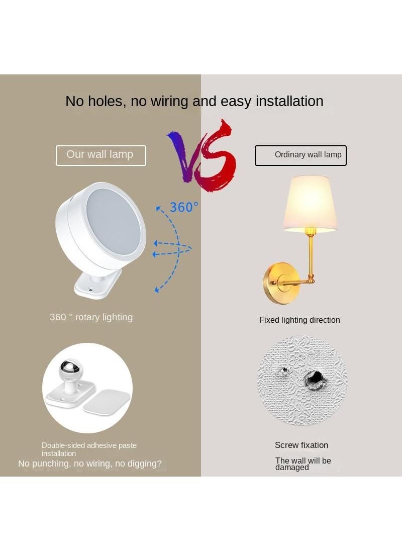 3-color LED universal wall lamp touch remote control cabinet spotlight angle adjustable magnetic suction atmosphere small night light