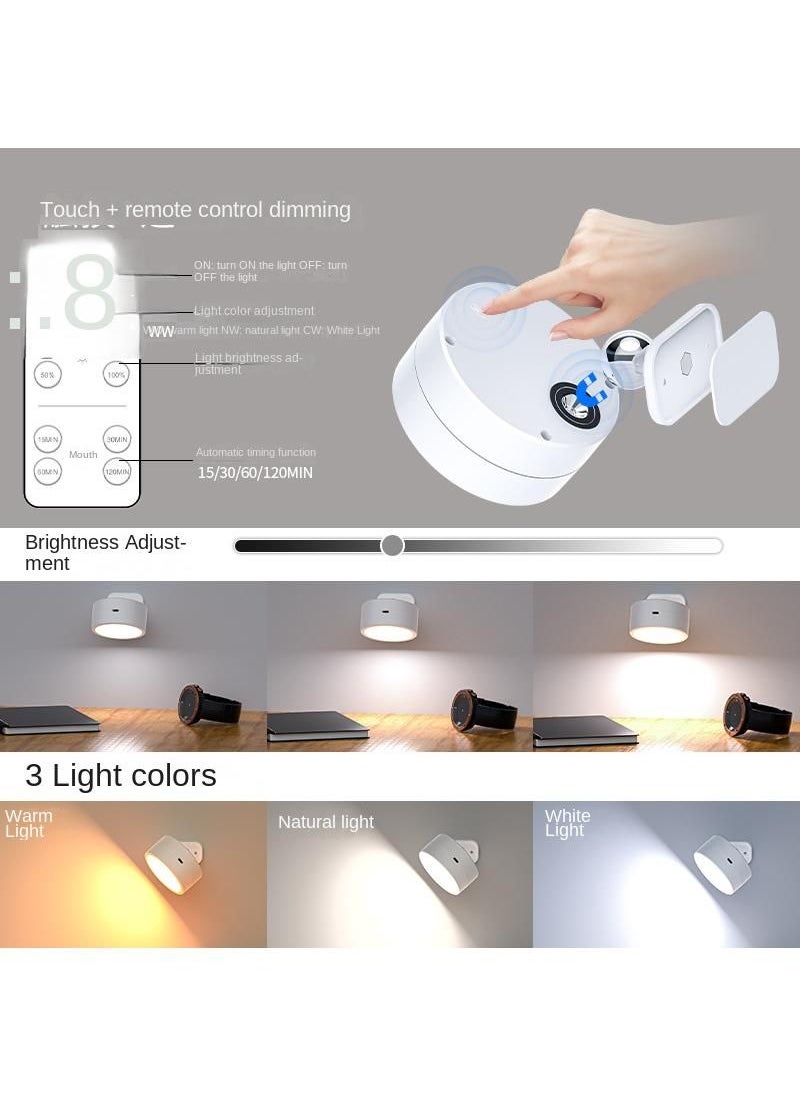 3-color LED universal wall lamp touch remote control cabinet spotlight angle adjustable magnetic suction atmosphere small night light