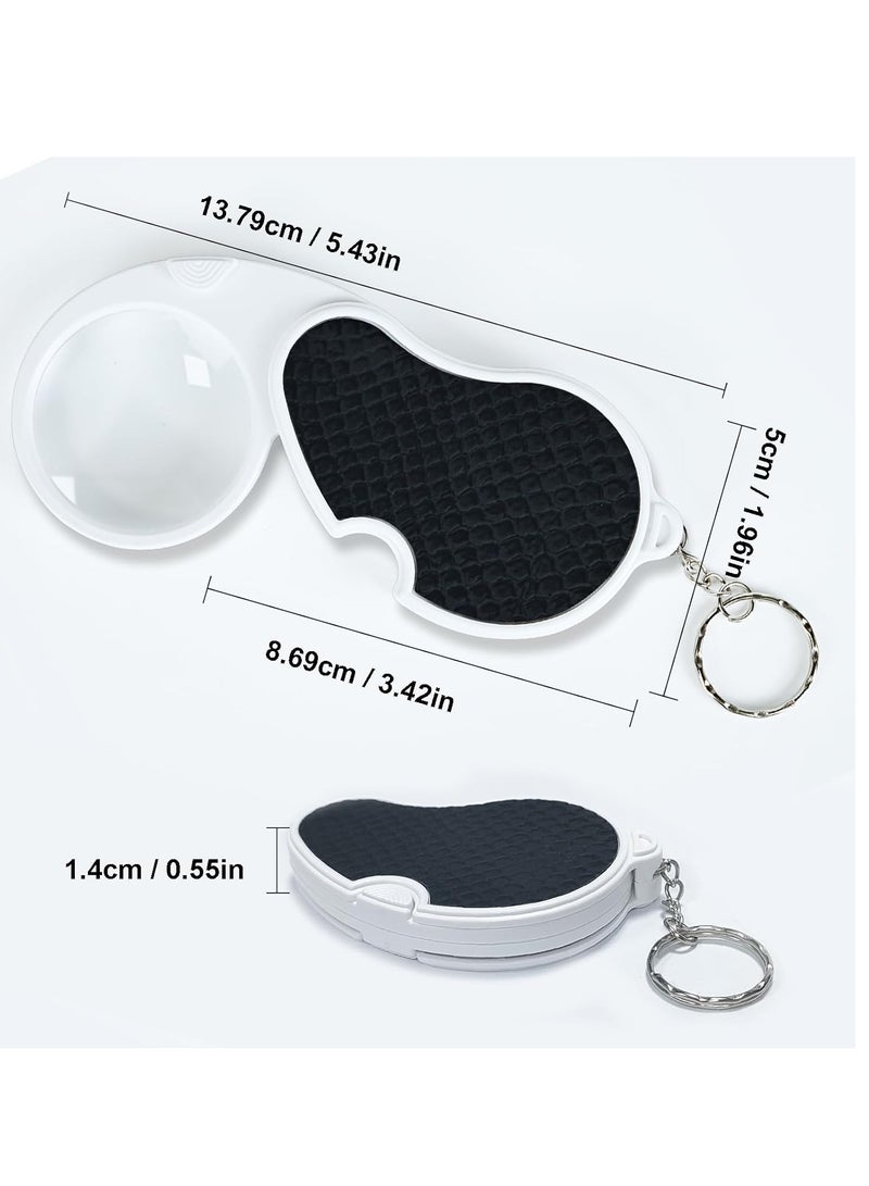 Light Magnifying Glass, Luminous Magnifying Glass, Pocket Magnifying Glass 5x Small Handheld Folding, Suitable for Money Viewing, Hobbies, And Travel - Diameter 45mm - Image 2