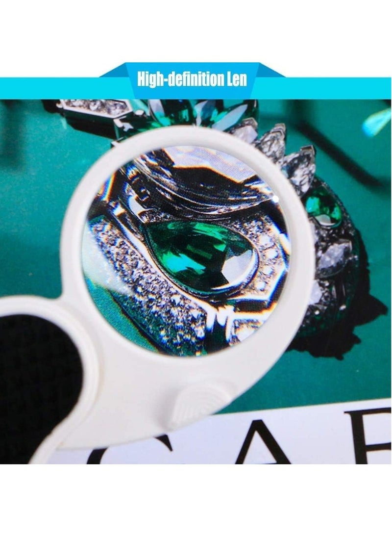 Light Magnifying Glass, Luminous Magnifying Glass, Pocket Magnifying Glass 5x Small Handheld Folding, Suitable for Money Viewing, Hobbies, And Travel - Diameter 45mm - Image 4