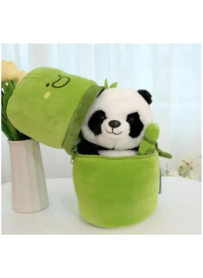SS Panda Bamboo Softt Stuffed Animals Plush Toy, Bamboo Tube Panda Pillow Stuffed Panda Bear Plushies Panda Doll Gifts for Boys Girls -Panda (Green) - Image 2