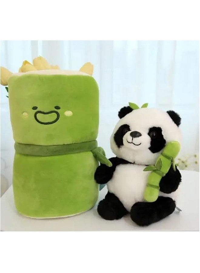 SS Panda Bamboo Softt Stuffed Animals Plush Toy, Bamboo Tube Panda Pillow Stuffed Panda Bear Plushies Panda Doll Gifts for Boys Girls -Panda (Green) - Image 3