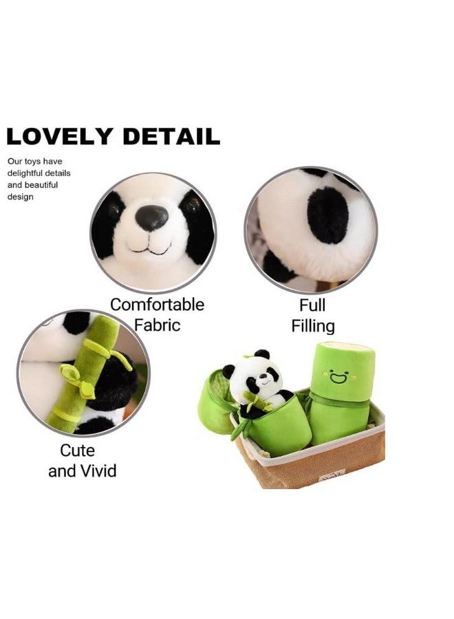 SS Panda Bamboo Softt Stuffed Animals Plush Toy, Bamboo Tube Panda Pillow Stuffed Panda Bear Plushies Panda Doll Gifts for Boys Girls -Panda (Green) - Image 4