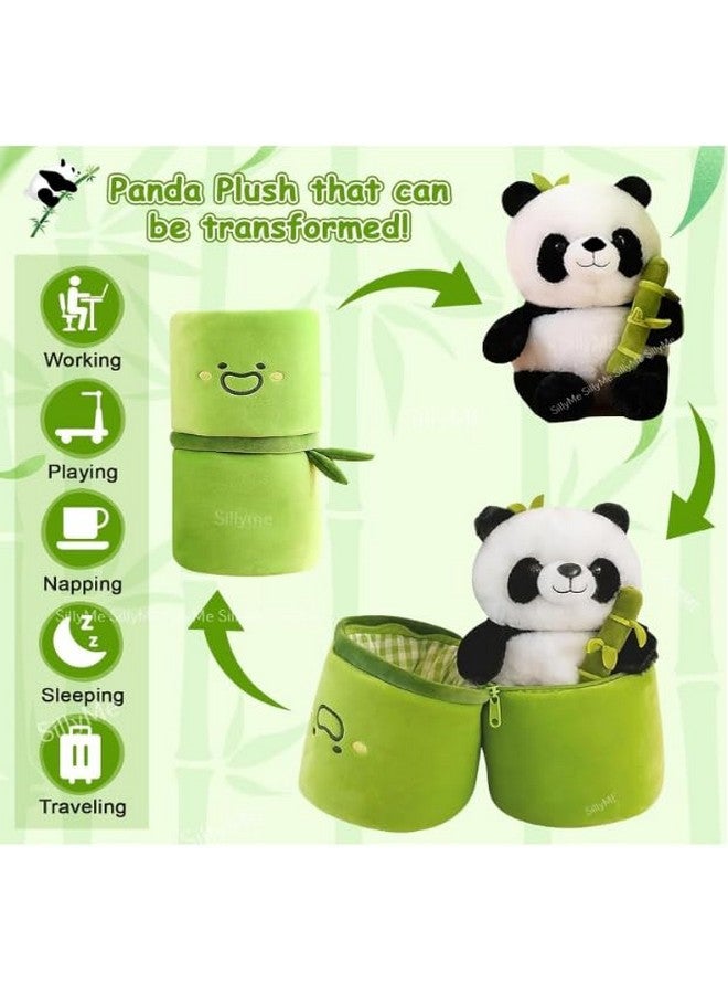 SS Panda Bamboo Softt Stuffed Animals Plush Toy, Bamboo Tube Panda Pillow Stuffed Panda Bear Plushies Panda Doll Gifts for Boys Girls -Panda (Green) - Image 5