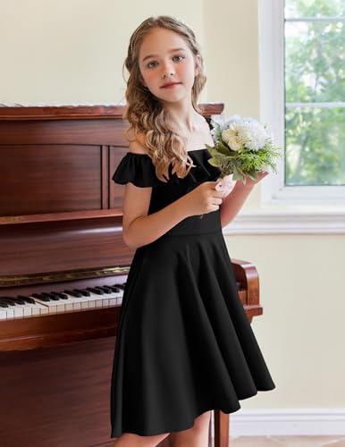 Arshiner فستان رسمي أسود صيفي للفتيات من أرشينر مع جيوب 4-12 سنة، أسود، 10-11 سنة - Image 4