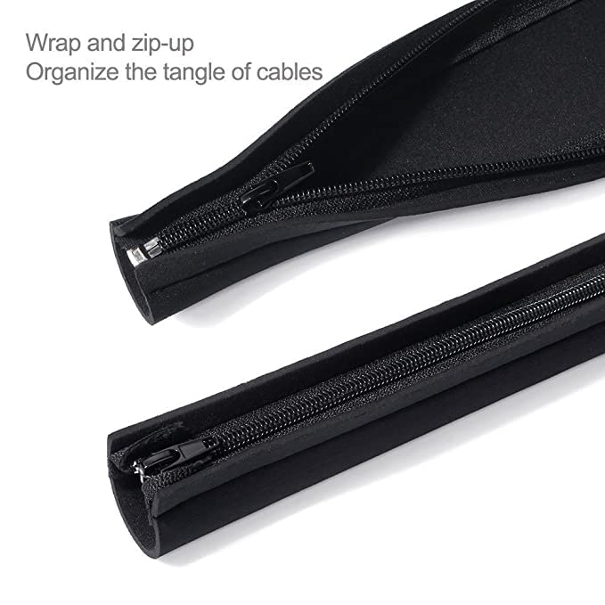 JOTO Cable Management Sleeve 19-20 inch Flexible Cable Sleeve Wrap Cover Organizer, 2 Piece - Image 4