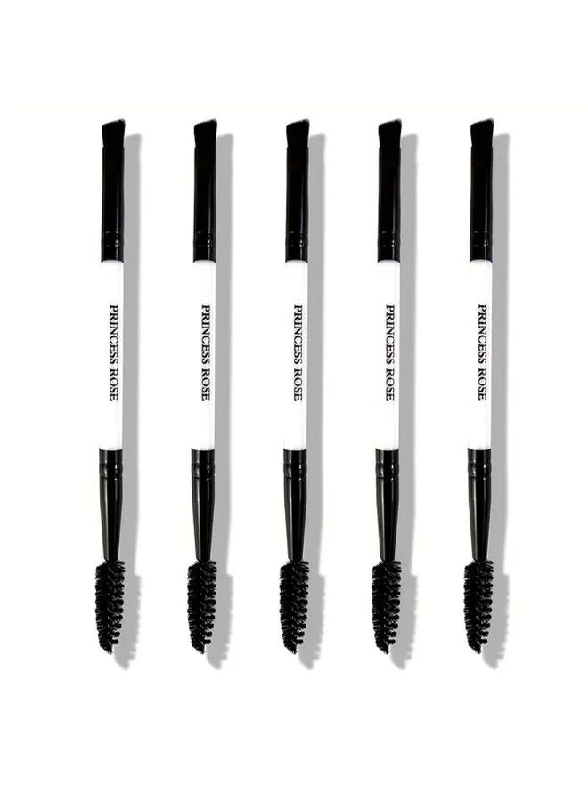 5 قطع فرش مكياج الحواجب والرموش بيضاء ذات رأس مزدوج و شعيرات ناعمة - Image 1
