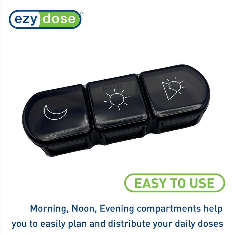 Ezy Dose Weekly (7-Day) Daily Medtime Pill Organizer Case, Vitamin Planner and Medicine Container, Removable Large Pop-Out Individual Compartments, 3 Times a Day, Travel Friendly Black, BPA Free - Image 5